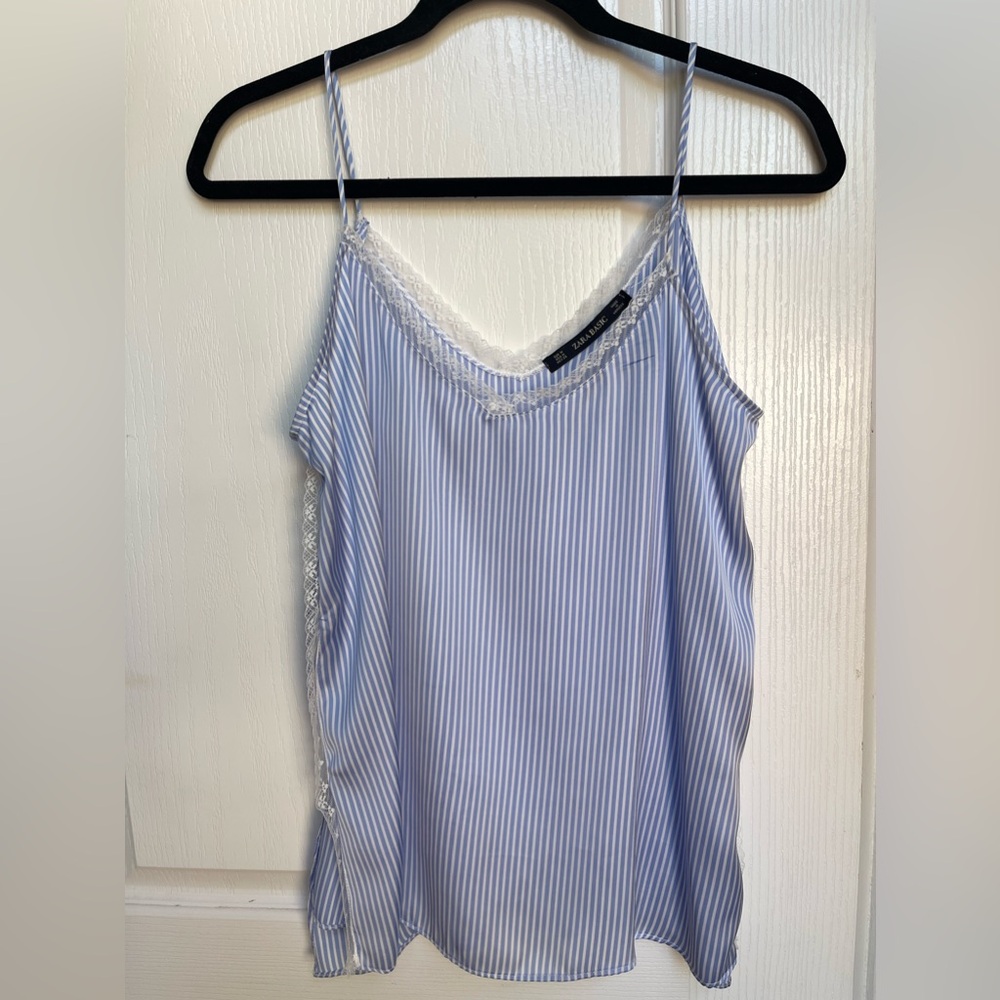 Zara silk like tank top with lace details size medium